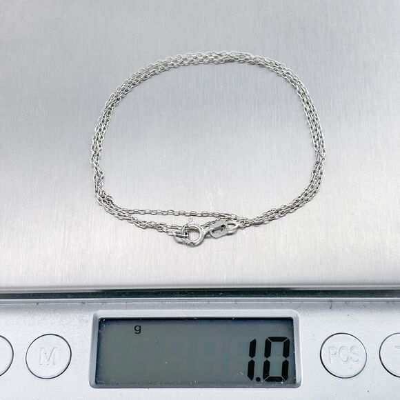 Vintage Italy SU Sterling Silver 925 0.8mm Cable Chain Necklace 18.5" - Picture 3 of 3